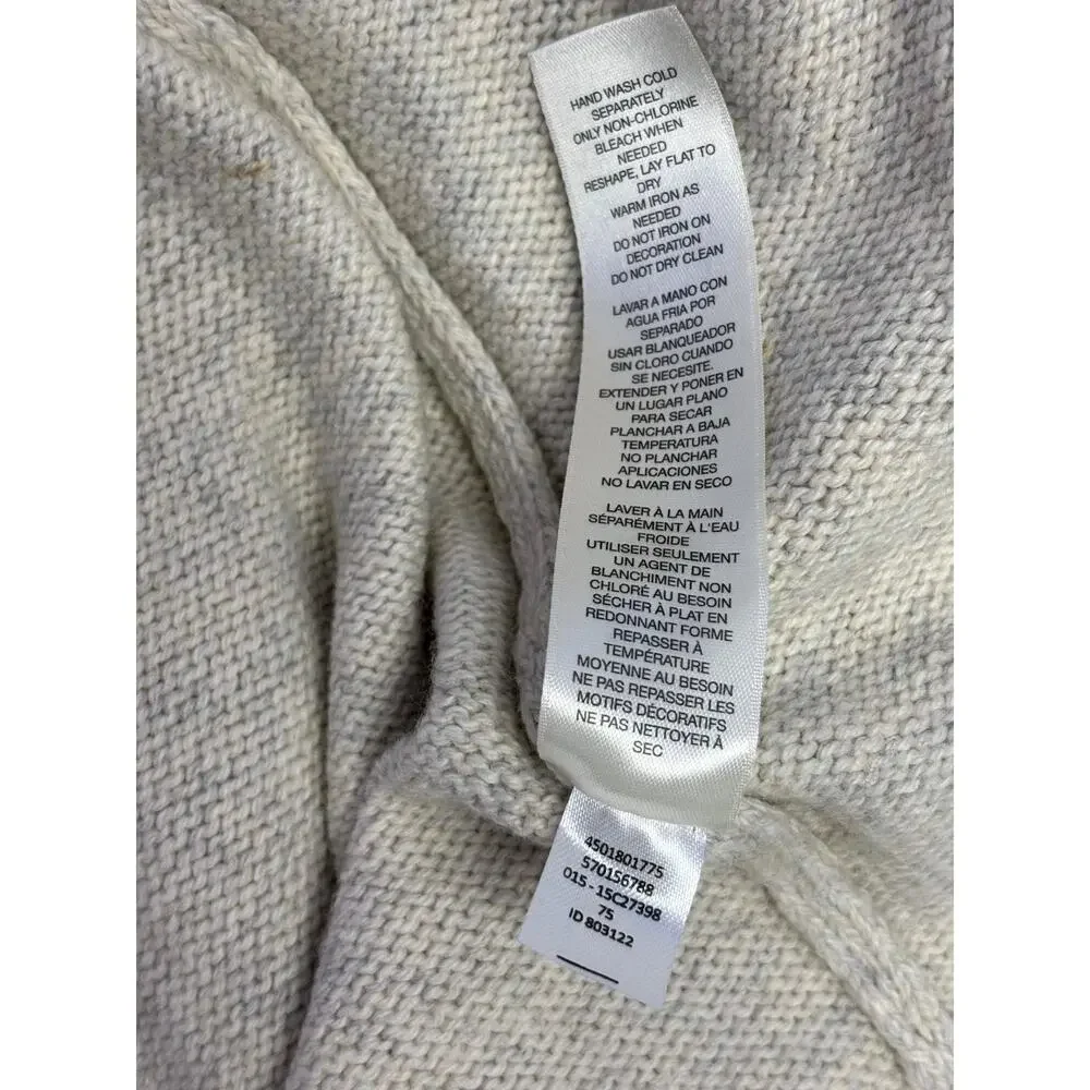 Chico's Knit Open Front Sweater Coat Womens Size 4 US XXL Ivory Embroidered NEW
